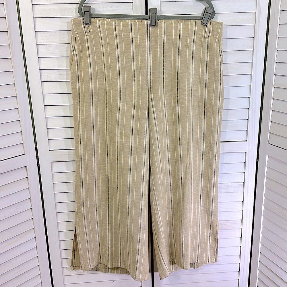 J. Jill Beige Pants Size Large Crop Linen Blend NWOT Inspection Stickers Intact - Picture 2 of 14
